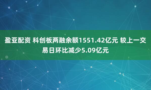 盈亚配资 科创板两融余额1551.42亿元 较上一交易日环比减少5.09亿元